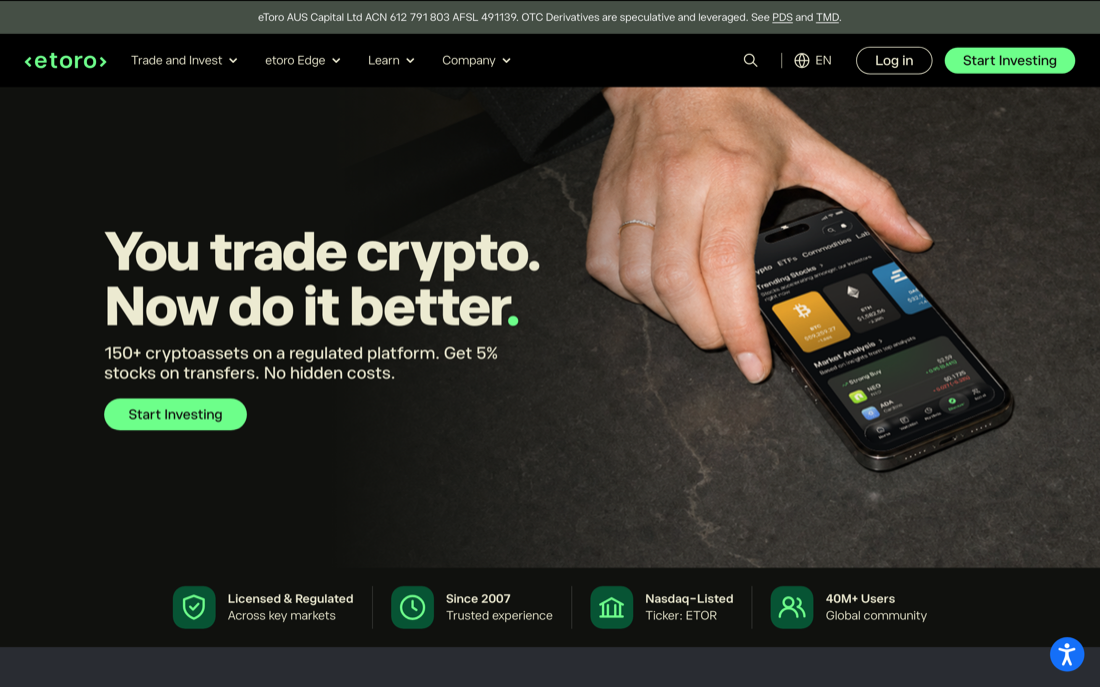 eToro homepage