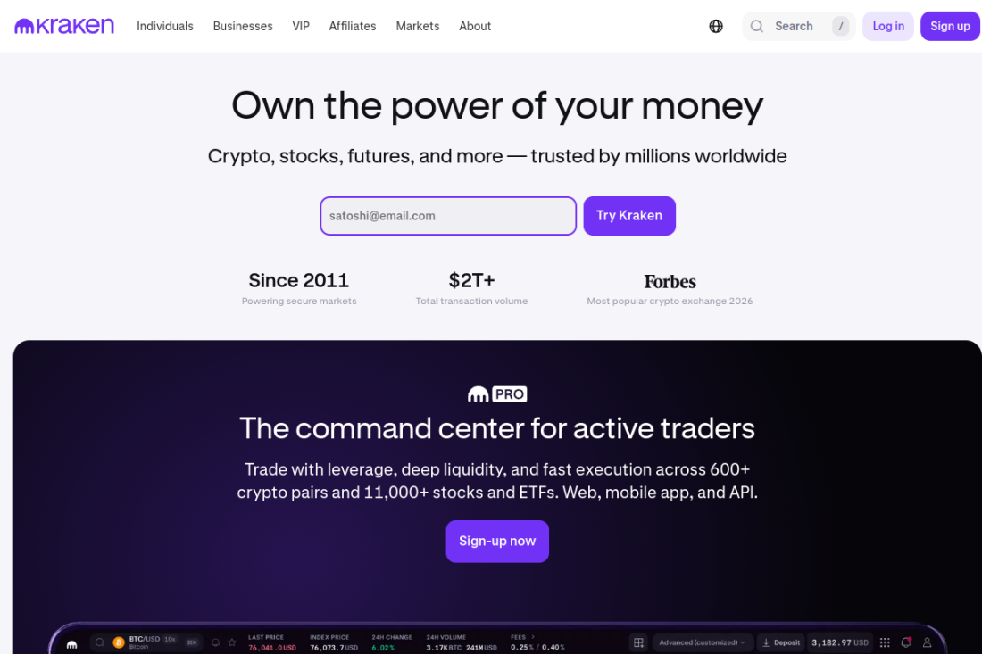 Kraken homepage