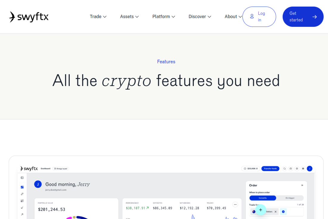 Swyftx platform features page